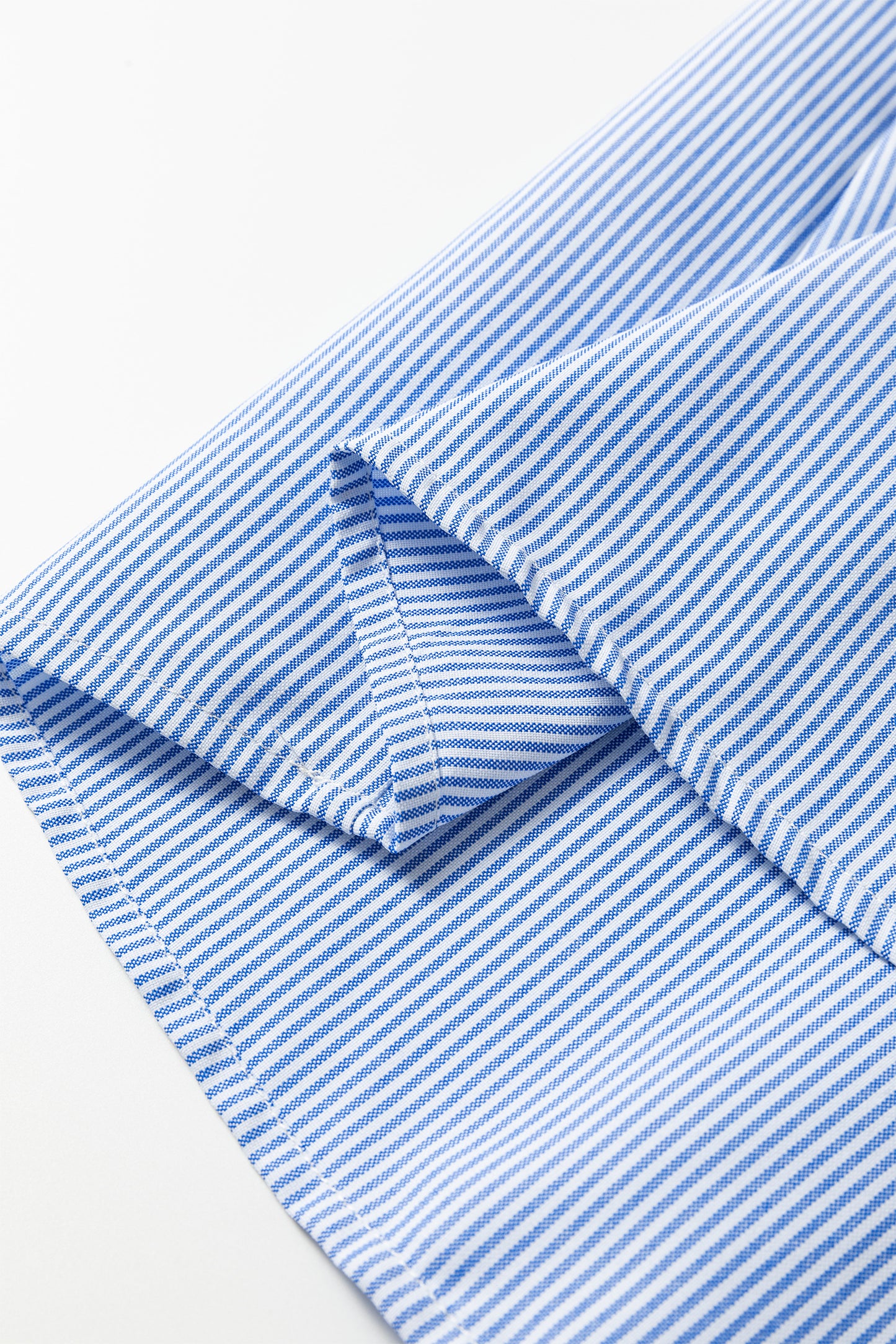 Sky Blue Stripe Shirred Detail Collar V Neck Plus Size Midi Dress