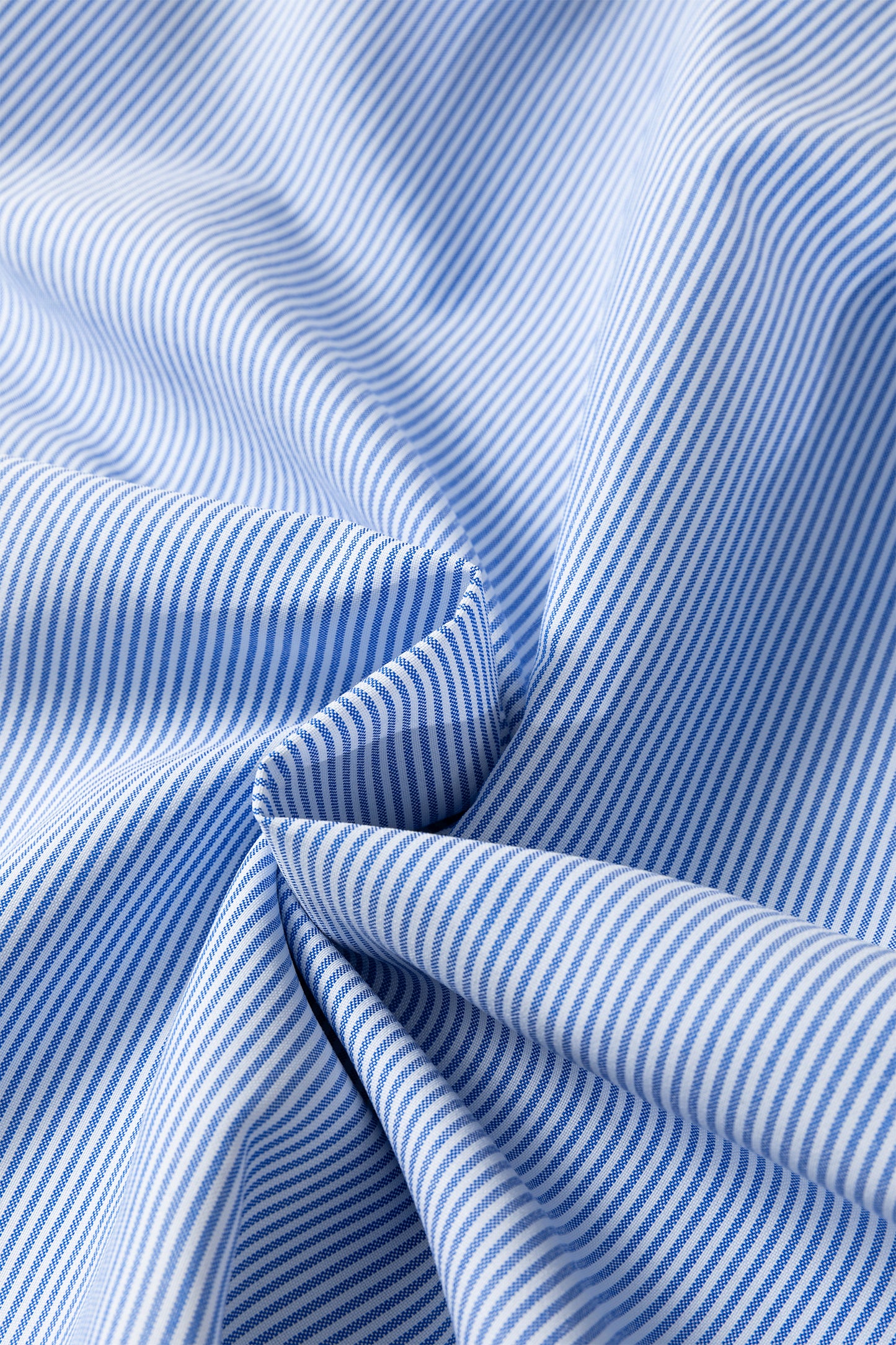 Sky Blue Stripe Shirred Detail Collar V Neck Plus Size Midi Dress