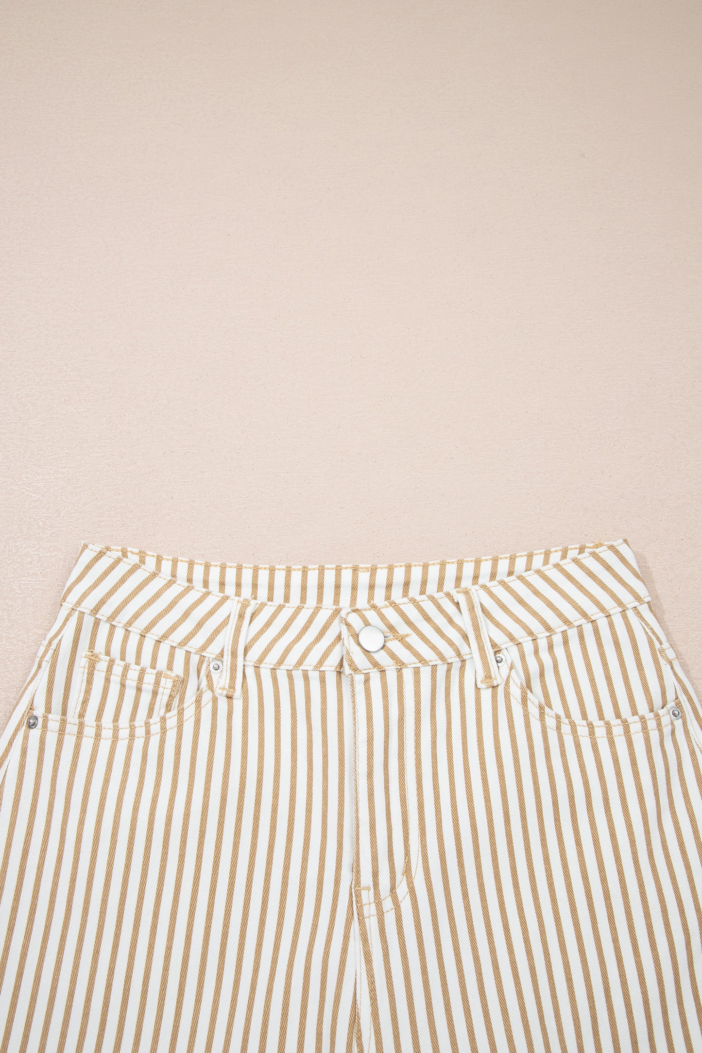 Khaki Stripe Casual Barrel Jeans